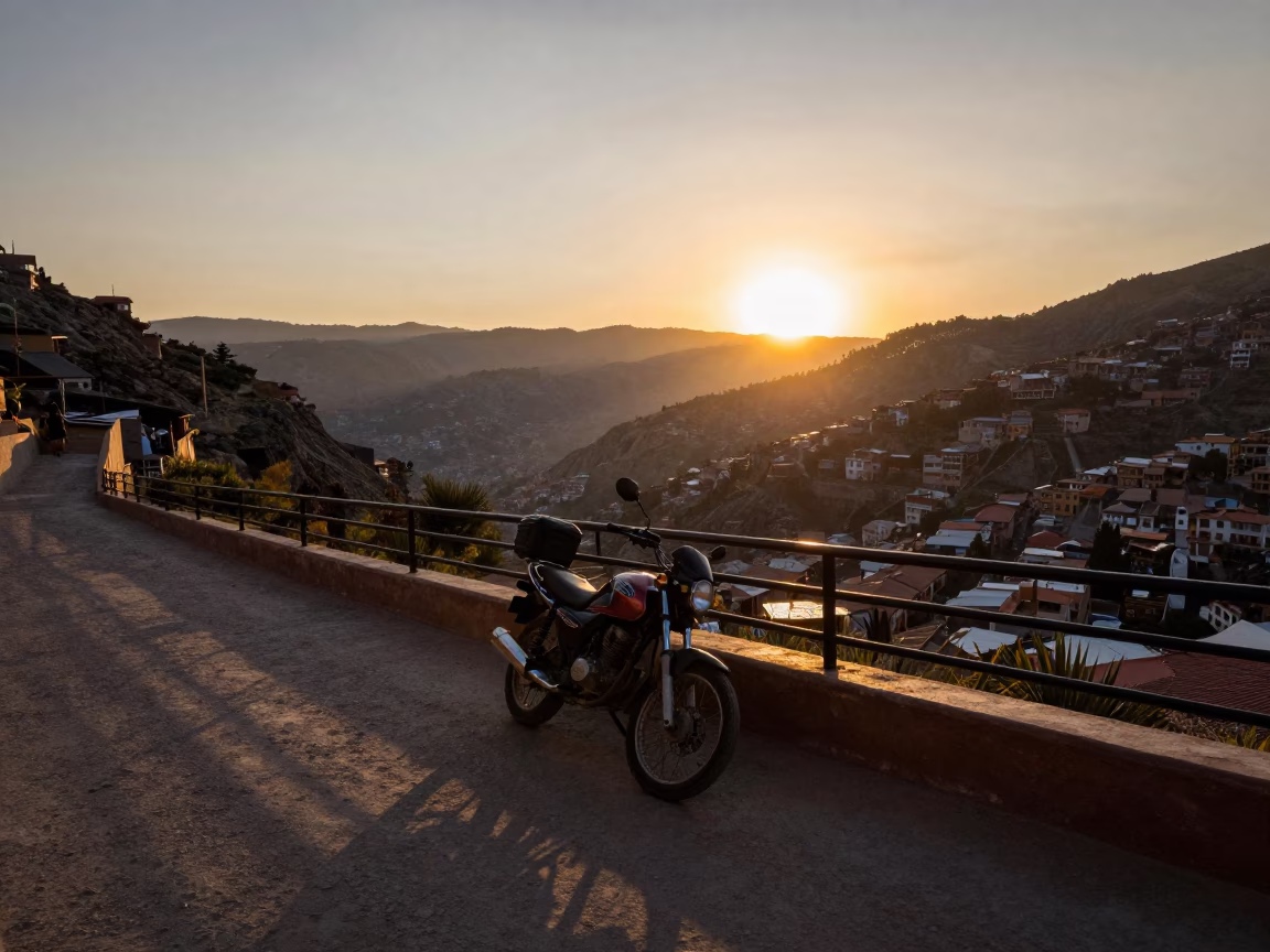 Sunset Light on Street Scene in La Paz in in La Paz, Bolivia