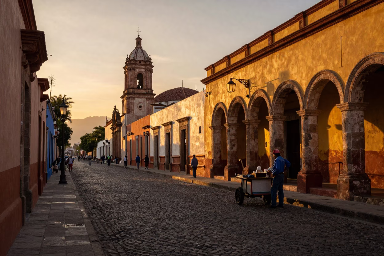 Sunset Light on Sunset Glow in Oaxaca in in Oaxaca, Mexico