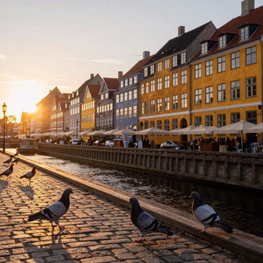 Sunset Light on Sunset in Copenhagen in in Copenhagen, Denmark