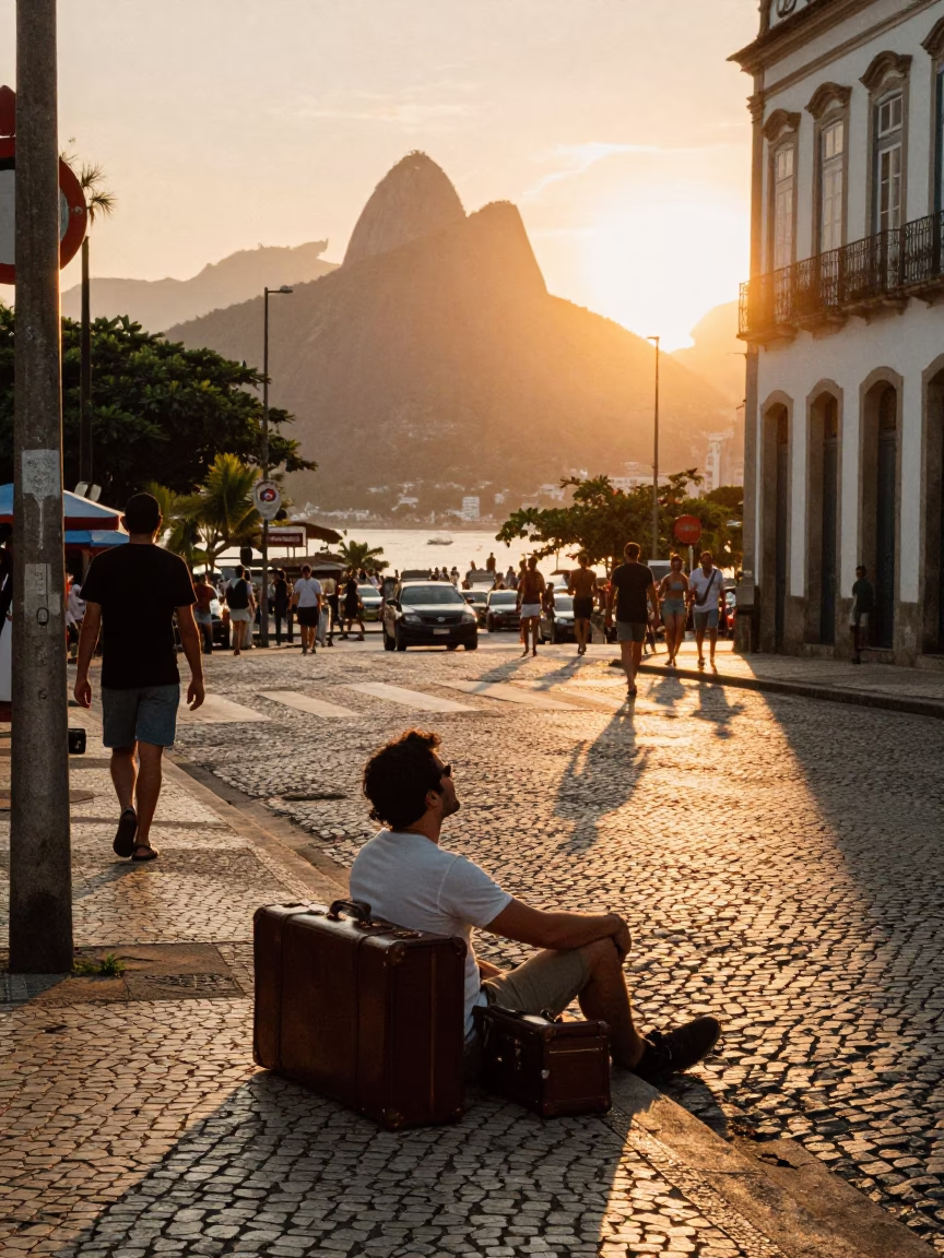Sunset Light on Sunset in Rio De Janeiro in in Rio de Janeiro, Brazil