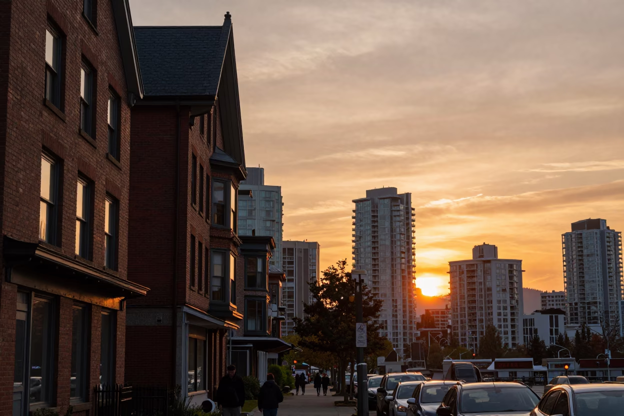 Sunset Light on Sunset in Vancouver in in Vancouver, British Columbia, Canada