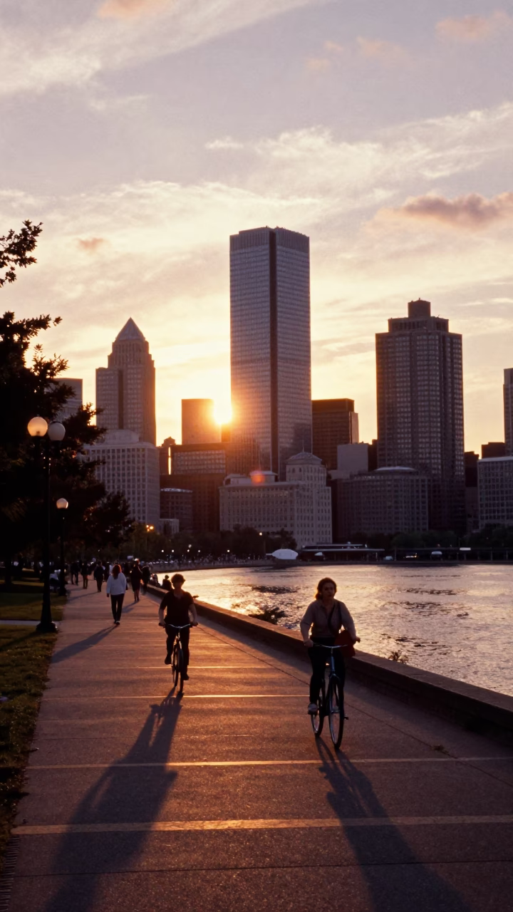 Sunset Light on Sunset Light in Boston in in Boston, Massachusetts, United States