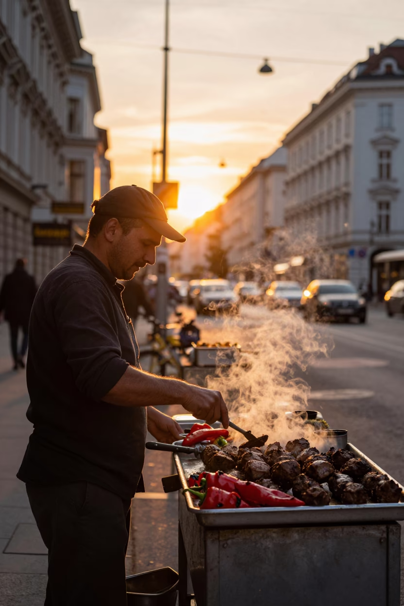 Sunset Light on Sunset Scene in Vienna in in Vienna, Austria