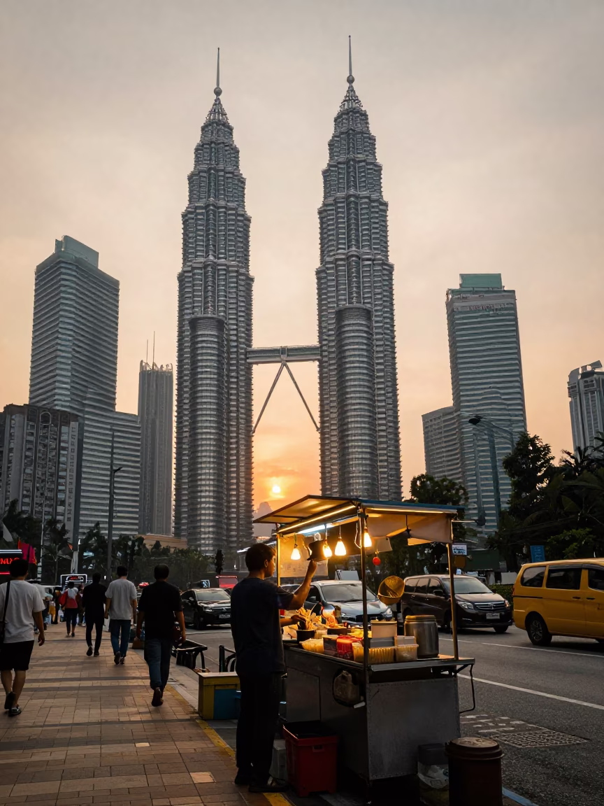 Sunset Light on Teh Tarik in Kuala Lumpur in in Kuala Lumpur, Malaysia