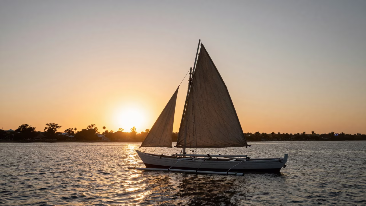 Sunset Light on Traditional Dhow in Perth in in Perth, Western Australia, Australia