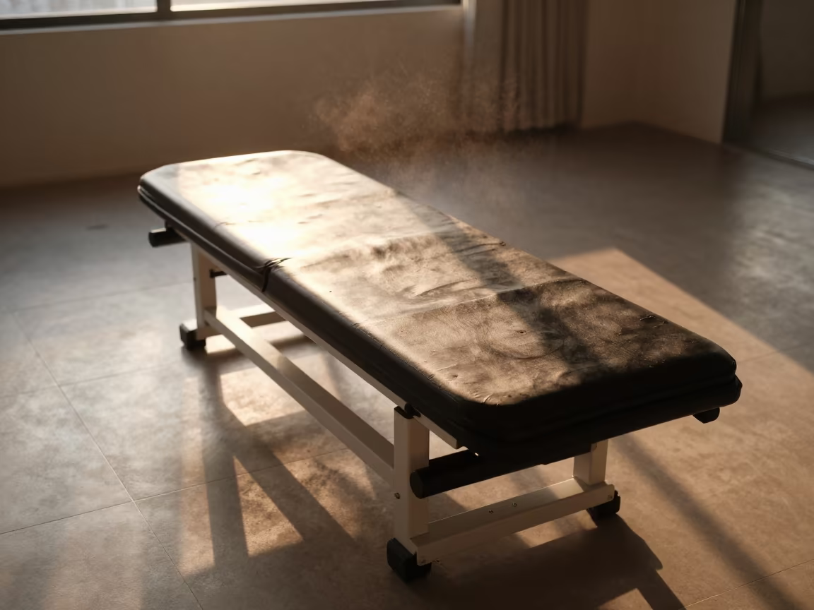 Sunset Light on Yoga Studio Floor Before Class in inside a yoga studio before the session begins in Seoul