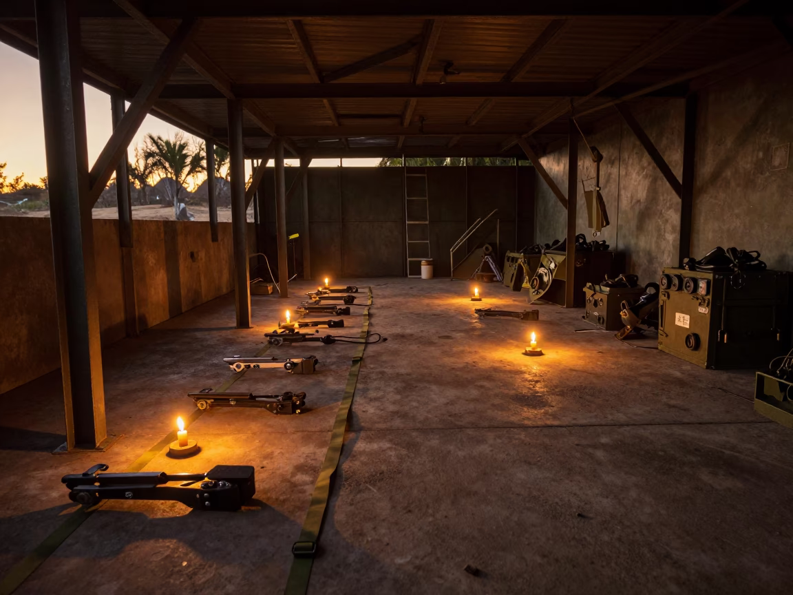Sunset Mess Hall Staging with Ratchets in inside a command post in Papua