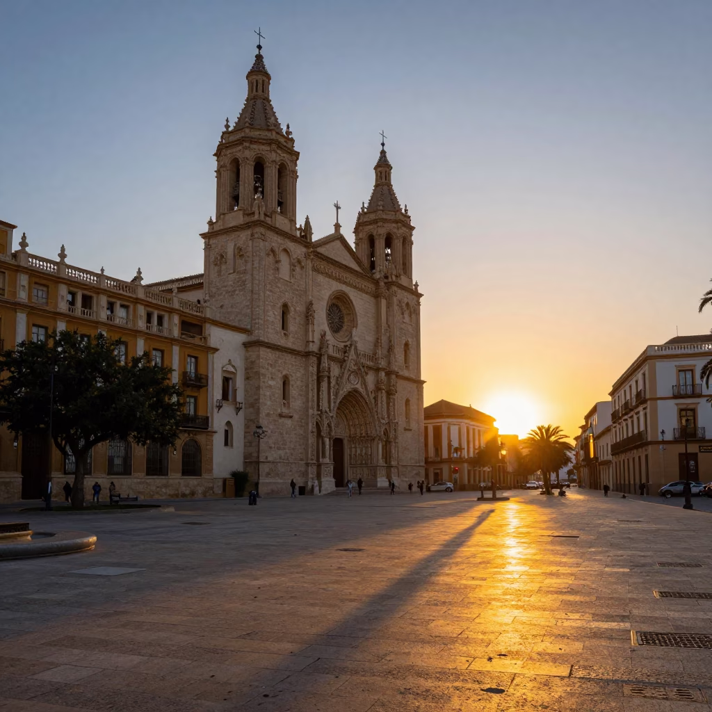 Sunset over Valencia Spain Historic Architecture and Urban Street Life in in Valencia, Spain