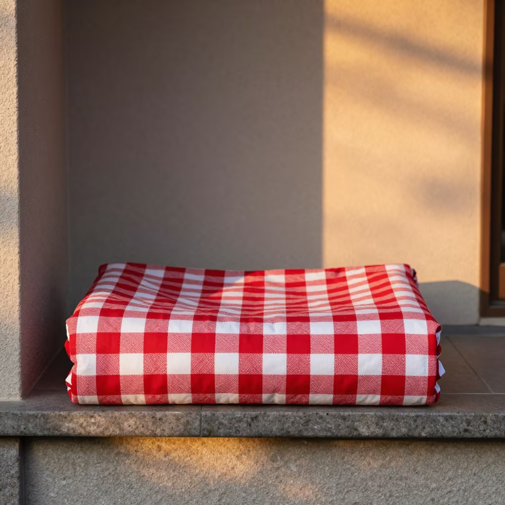 Sunset Picnic Blanket on Stone Ledge Tokyo in on a stone ledge in Shimokitazawa, Tokyo