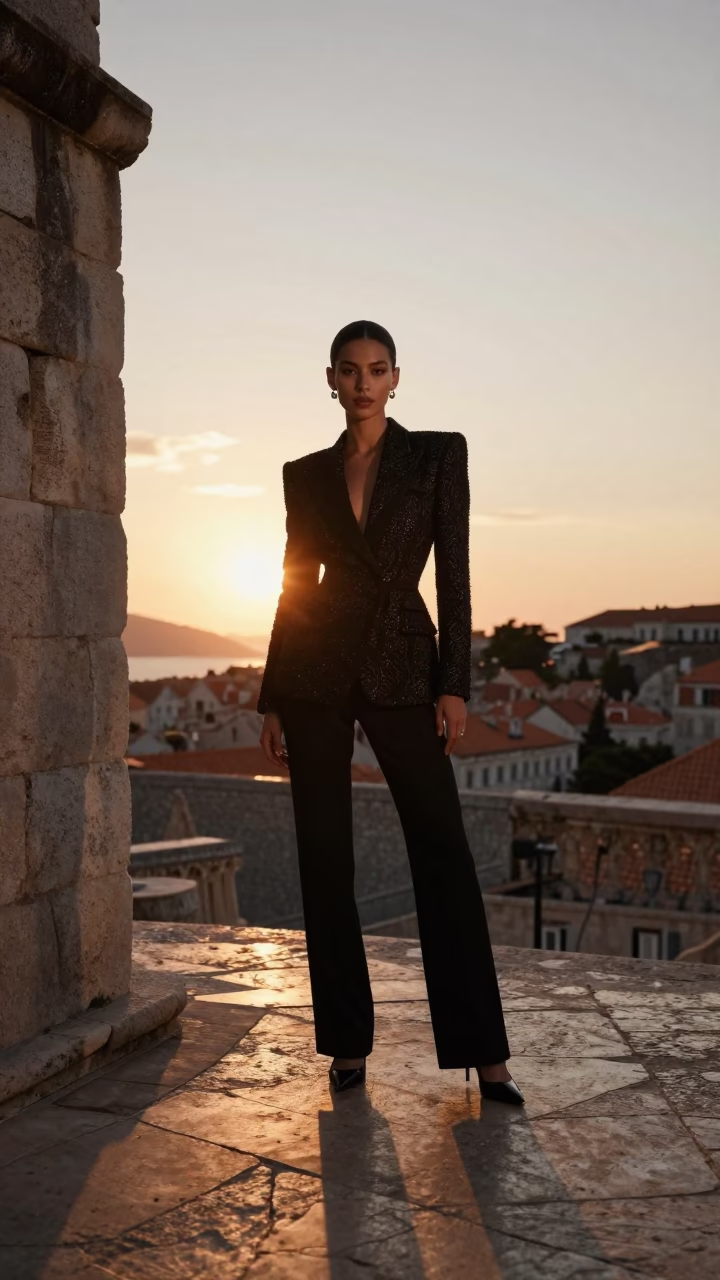 Sunset Portrait at Sunset Light in Dubrovnik in in Dubrovnik, Croatia