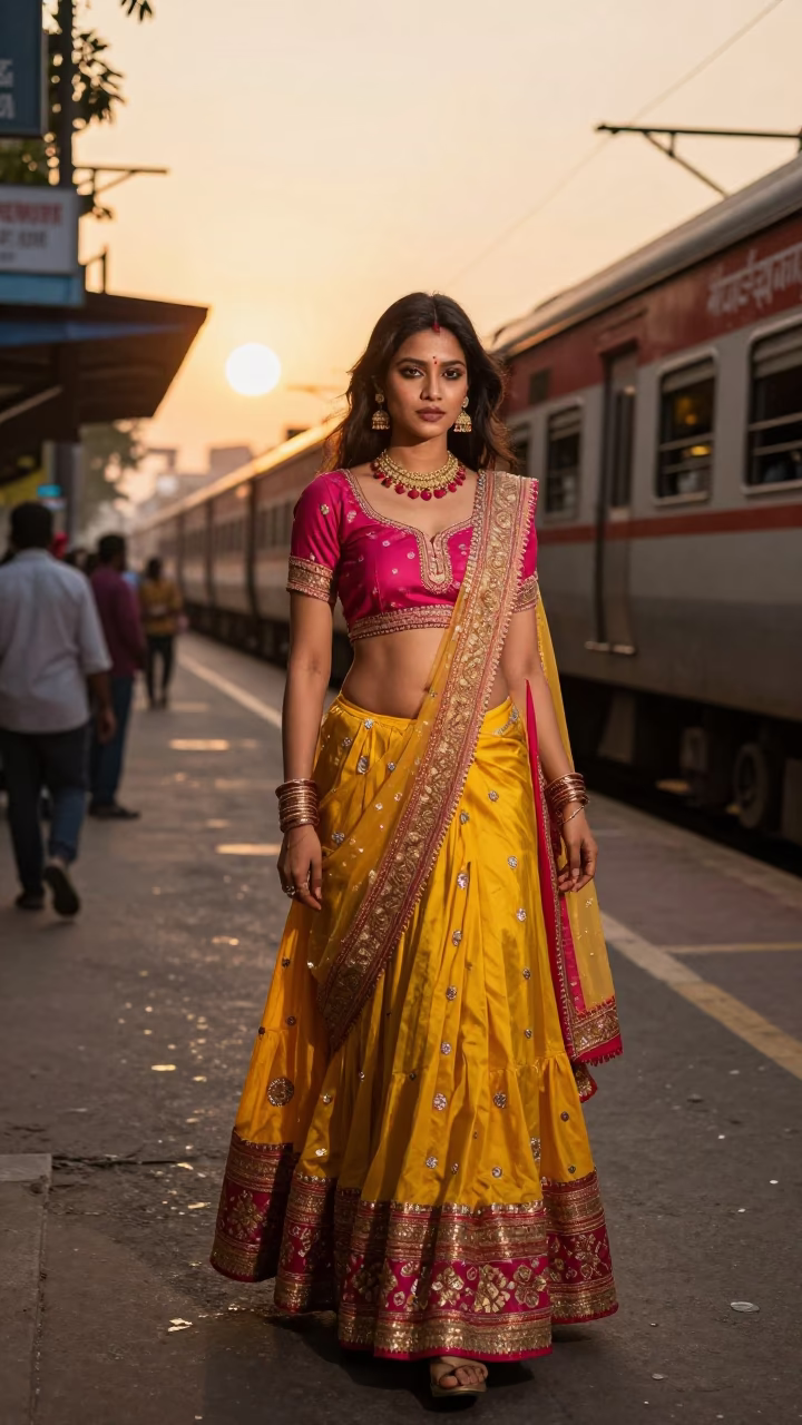 Sunset Portrait in Kolkata at Sunset Light in in Kolkata, India