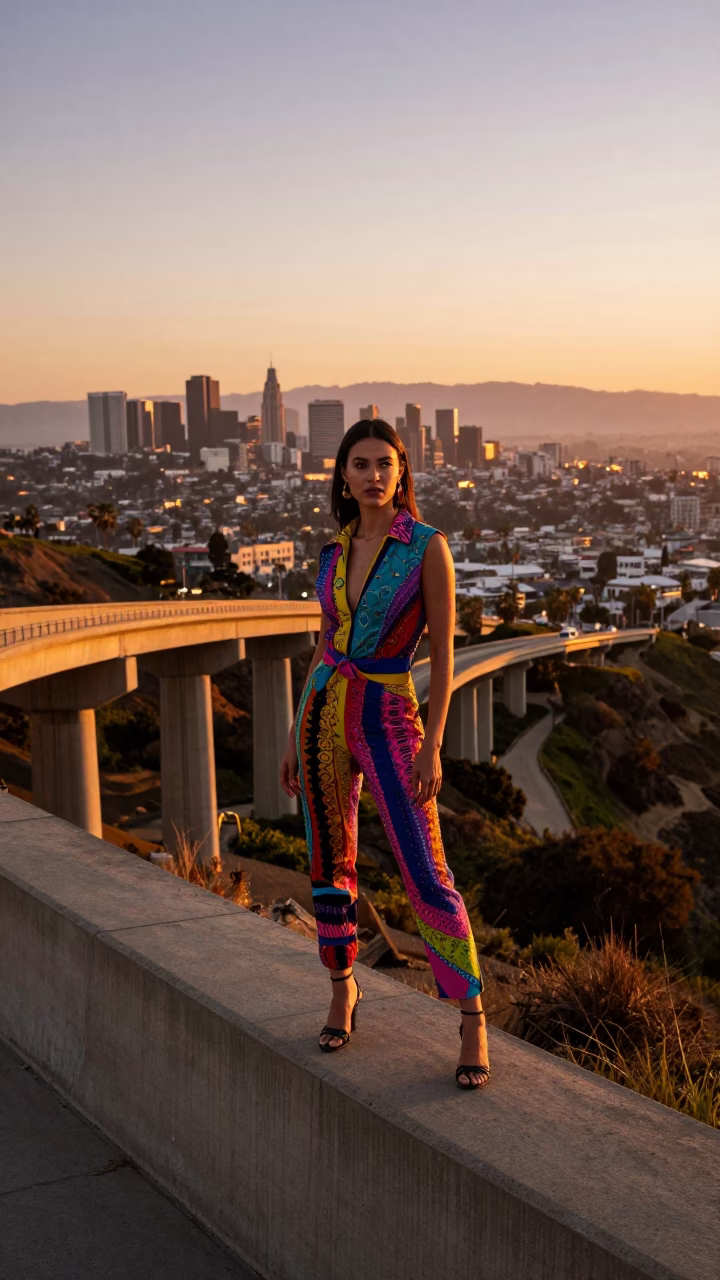 Sunset Portrait in Los Angeles at Sunset Light in in Los Angeles, California, United States