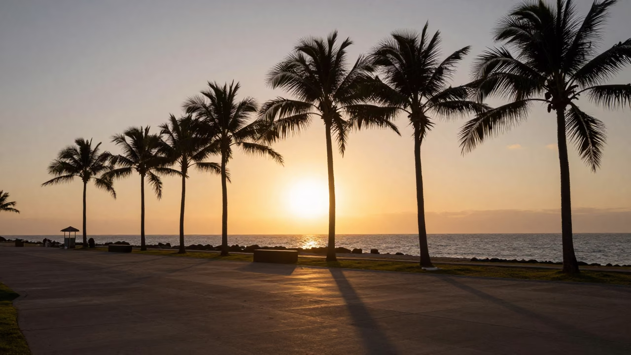 Sunset Scene at As The Sun Drops Toward The Horizon in Durban in in Durban, South Africa