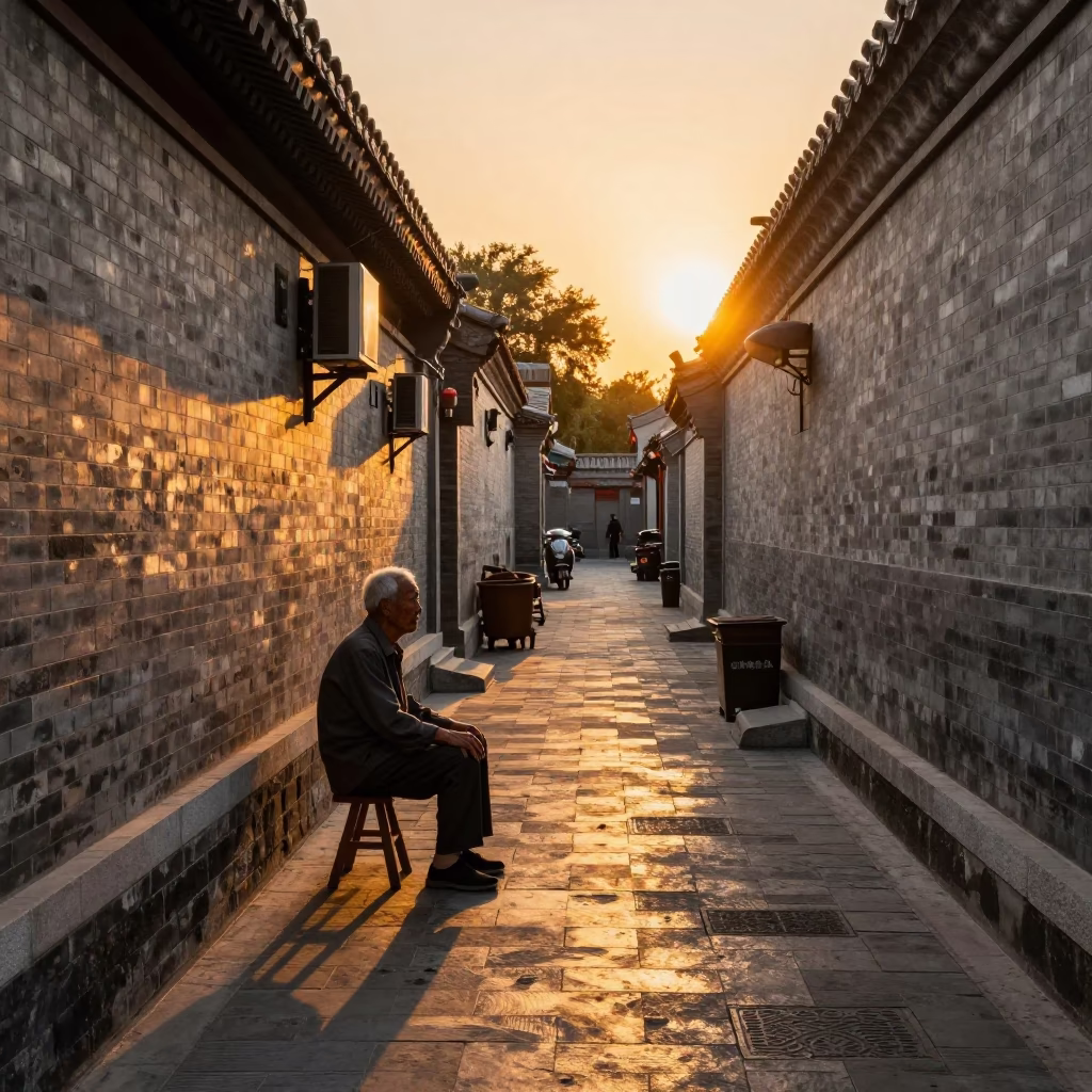 Sunset Scene at Sunset Light in Beijing in in Beijing, China