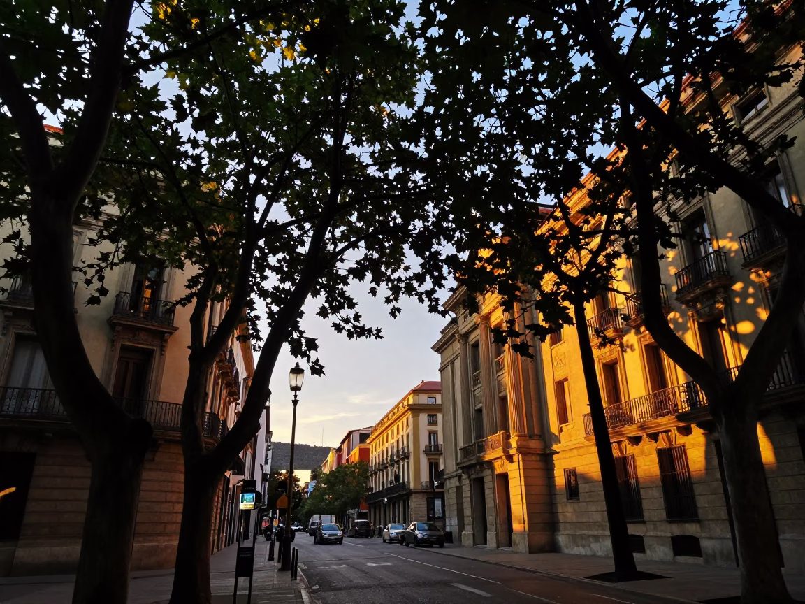 Sunset Scene at Sunset Light in Bilbao in in Bilbao, Spain