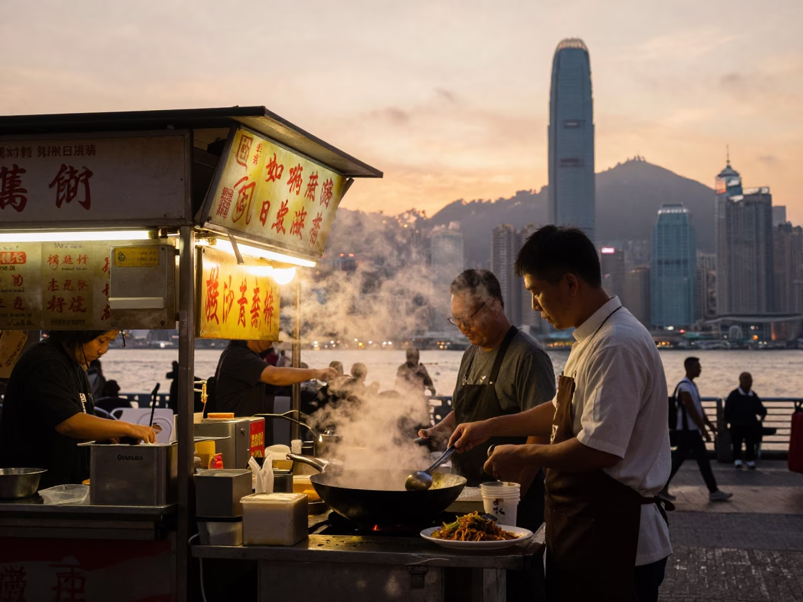 Sunset Scene at Sunset Light in Hong Kong in in Hong Kong, Hong Kong
