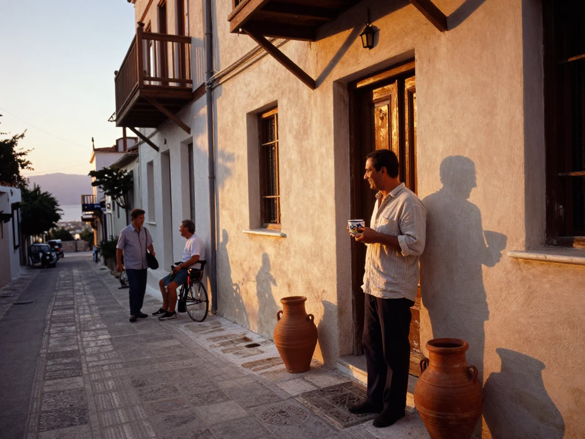 Sunset Scene in Athens at Sunset Light in in Athens, Greece