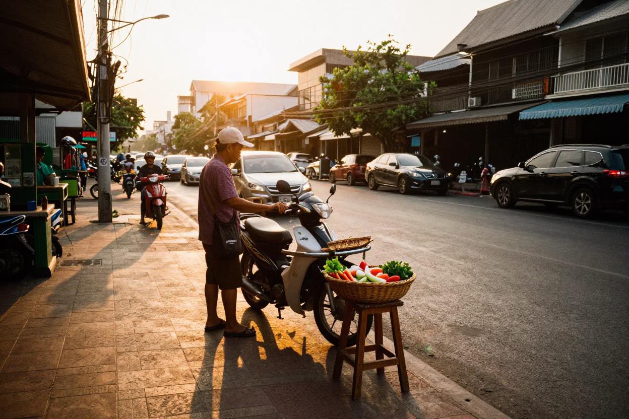 Sunset Scene in Bangkok at Sunset Light in in Bangkok, Thailand