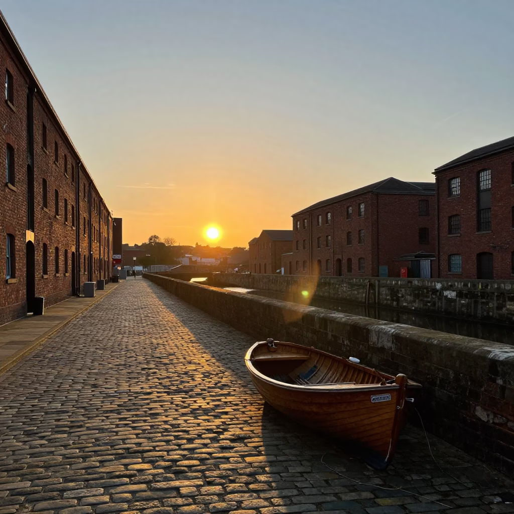 Sunset Scene in Bristol at As The Sun Drops Toward The Horizon in in Bristol, United Kingdom