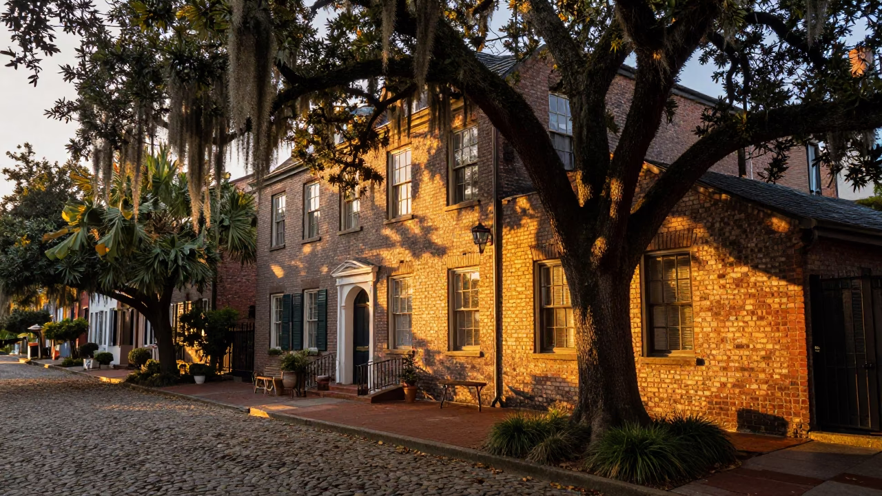 Sunset Scene in Charleston at Sunset Light in in Charleston, South Carolina, United States
