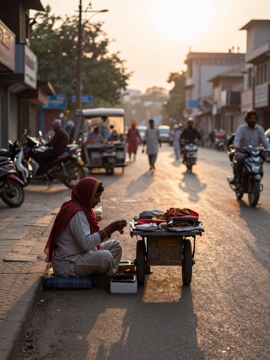 Sunset Scene in Delhi at Sunset Light in in Delhi, India