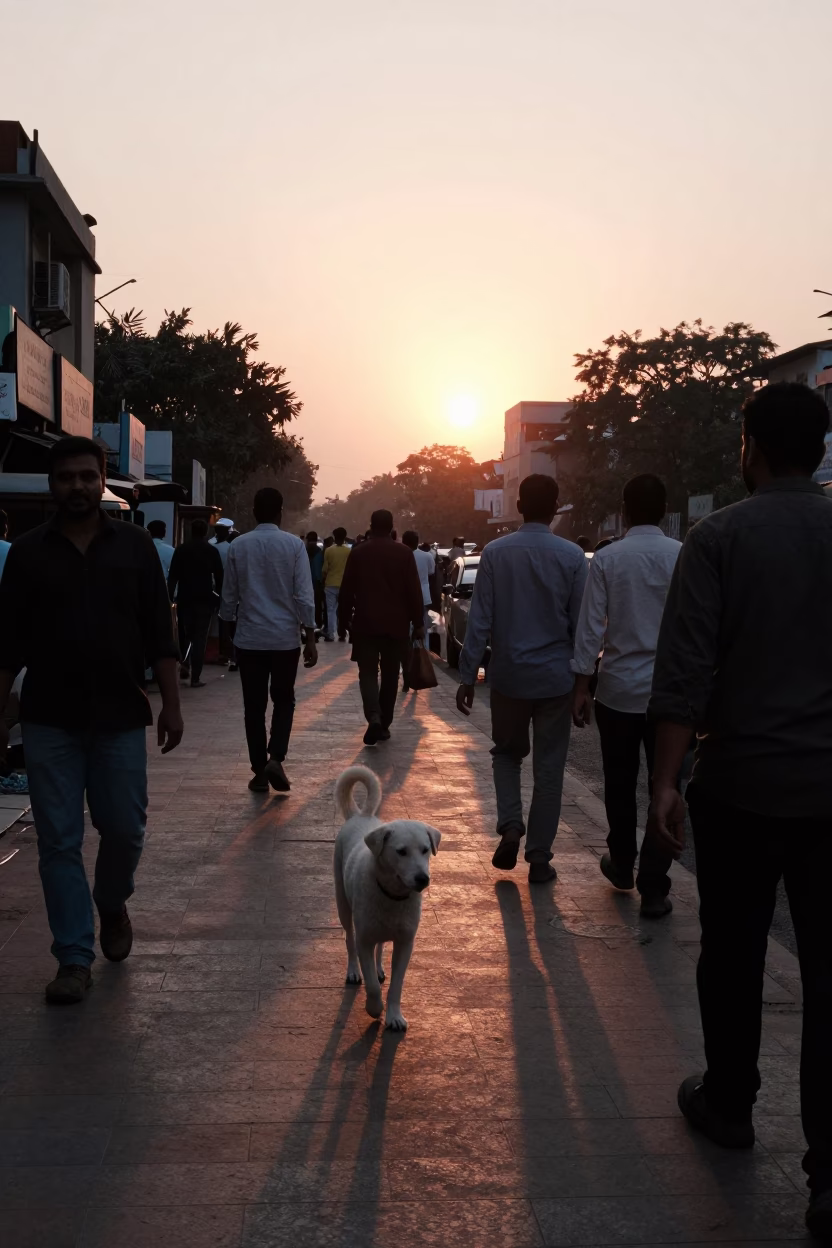 Sunset Scene in Delhi at Sunset Light in in Delhi, India