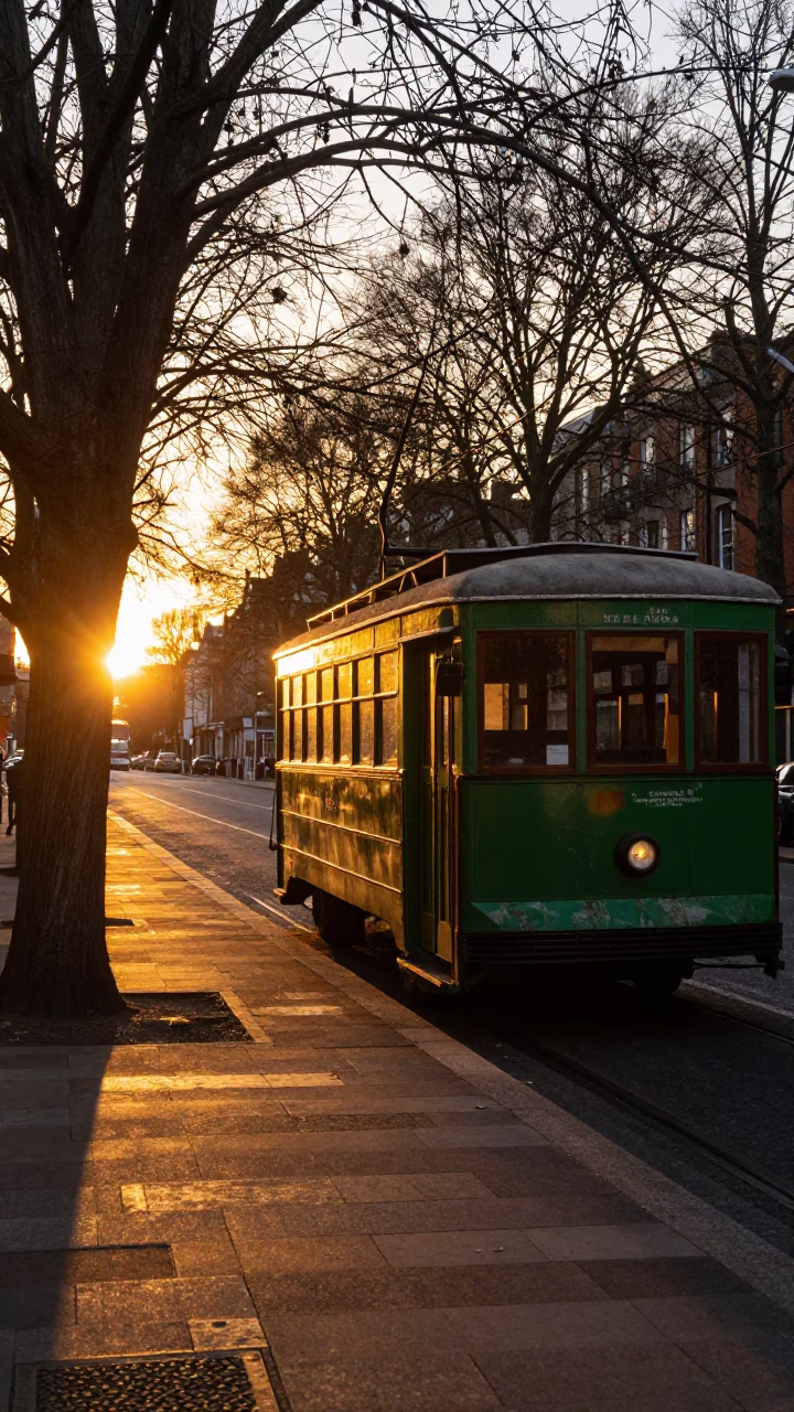 Sunset Scene in Dublin at Sunset Light in in Dublin, Ireland