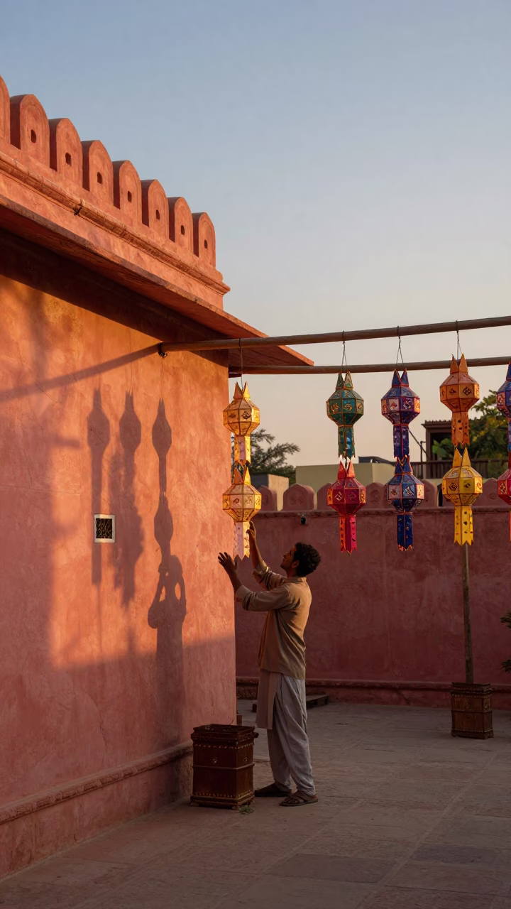 Sunset Scene in Jaipur at Sunset Light in in Jaipur, India