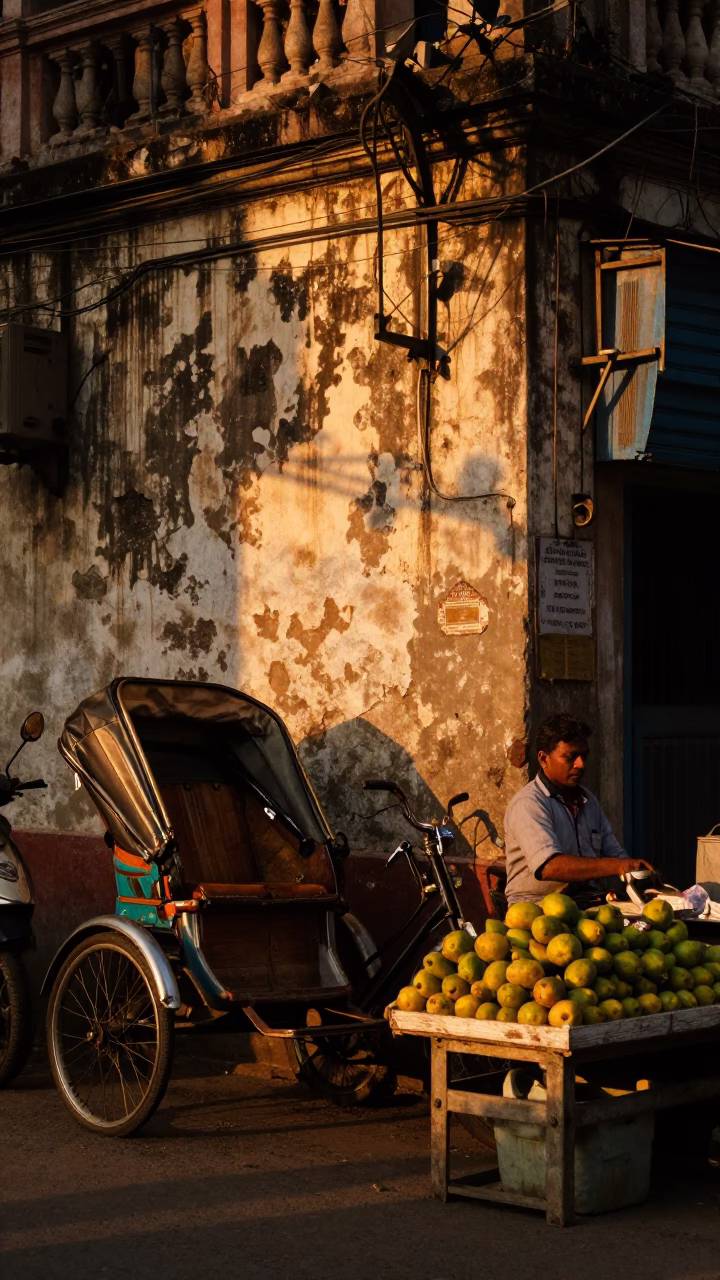 Sunset Scene in Kolkata at Sunset Light in in Kolkata, India