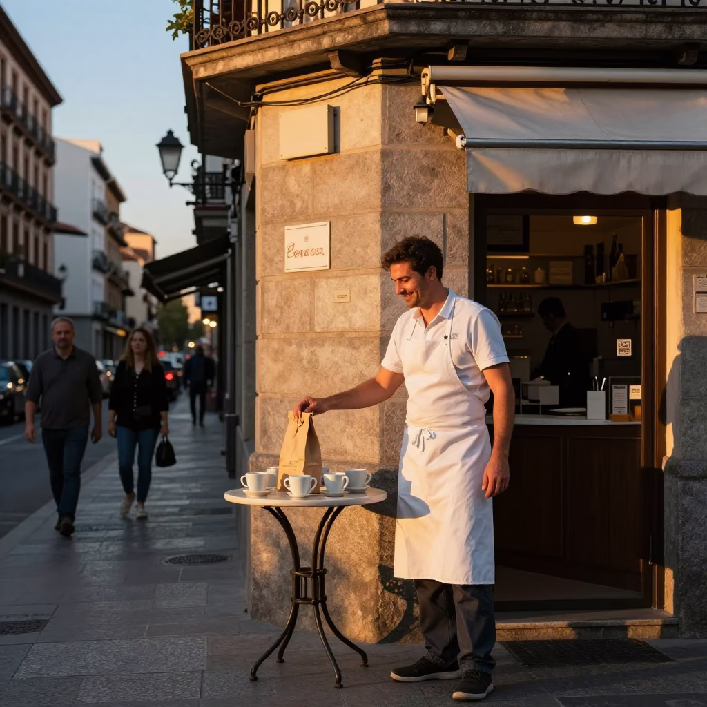 Sunset Scene in Madrid at Sunset Light in in Madrid, Spain
