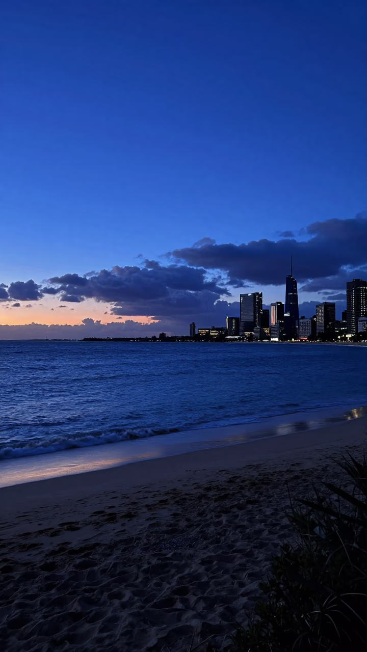Sunset Scene in Perth at The Last Blue Light Of Evening in in Perth, Western Australia, Australia