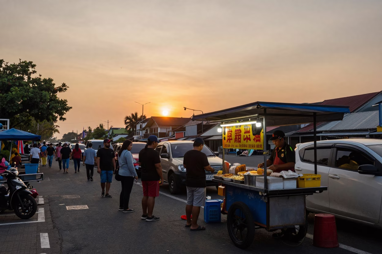 Sunset Scene in Surabaya at Sunset Light in in Surabaya, Indonesia