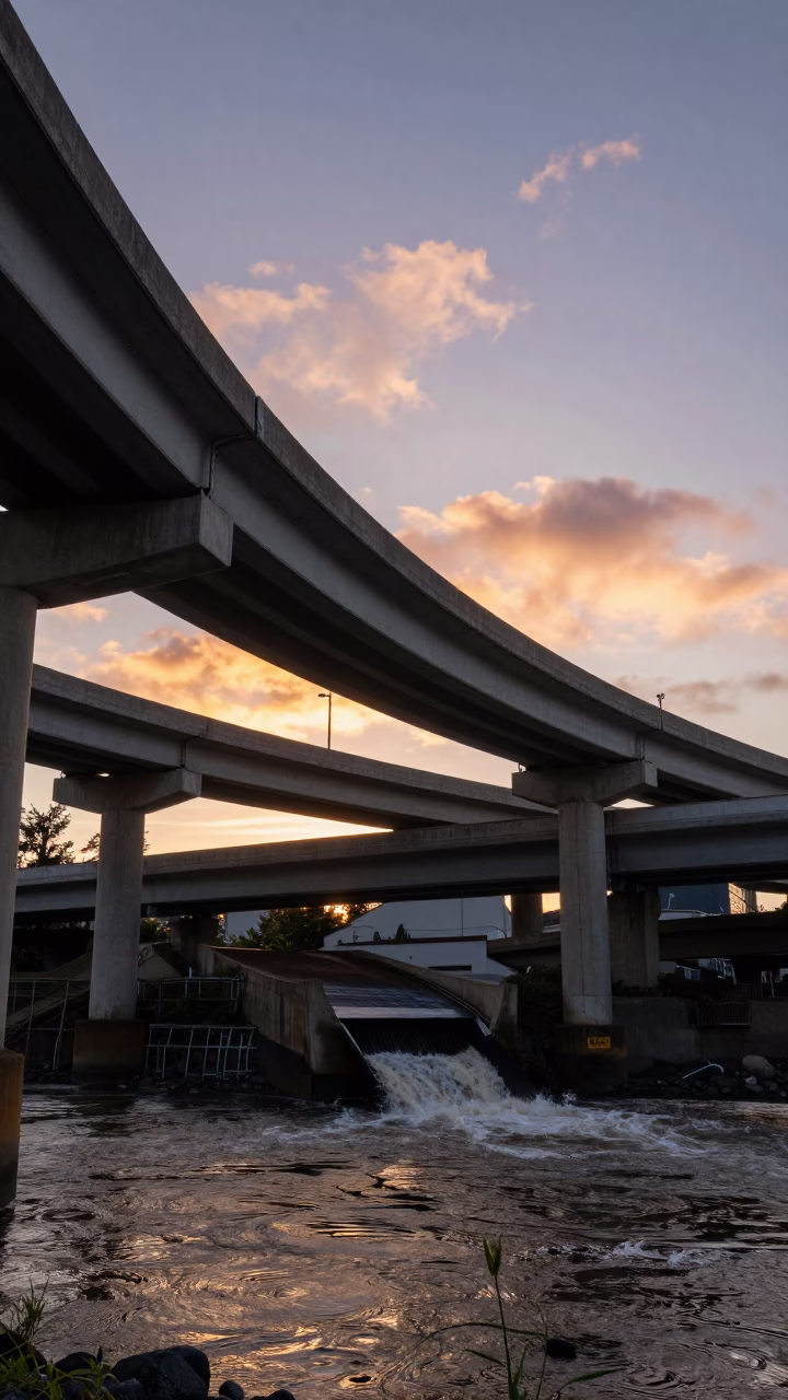 Sunset Sky in Portland at Sunset Light in in Portland, Oregon, United States