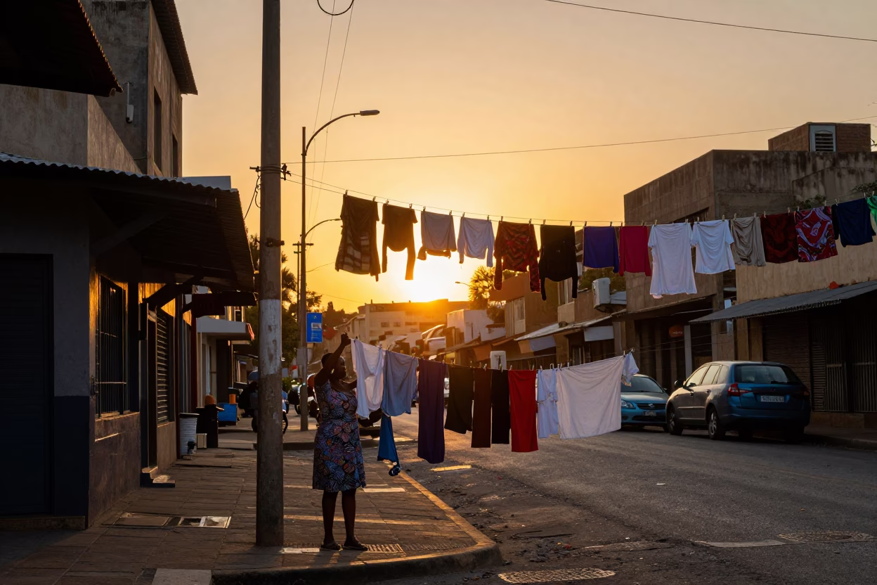 Sunset Street Life in Johannesburg South Africa with Laundry and Turnbuckle in in Johannesburg, South Africa