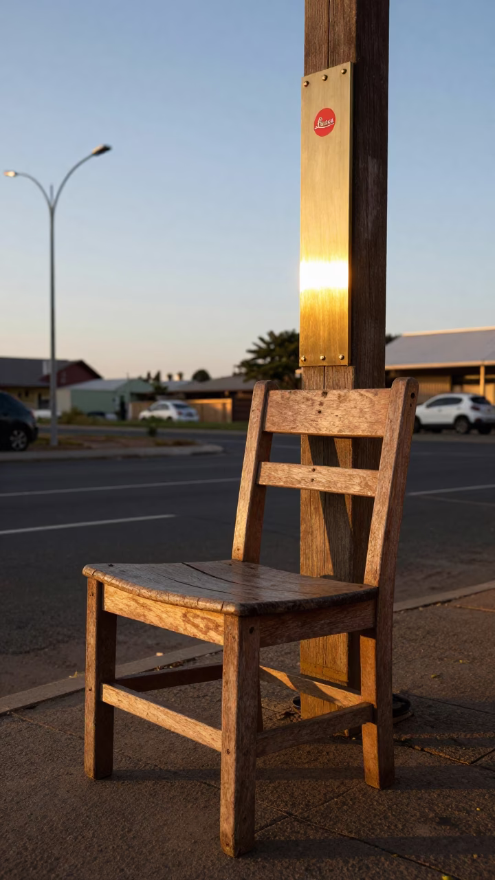 Sunset Street Scene in Durban South Africa with Brass Hardware and Wooden Chair Detail in in Durban, South Africa