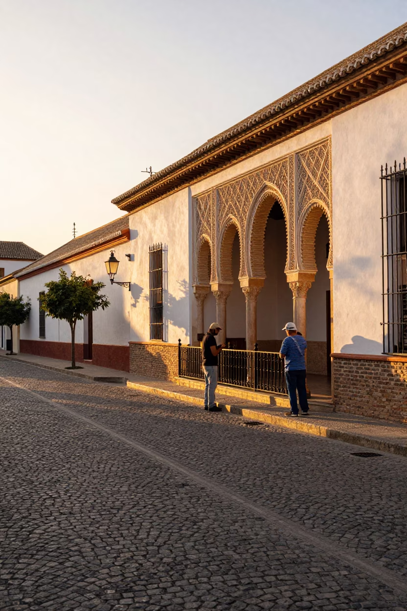 Sunset street scene in Granada Spain with blueberries and casual local interaction in in Granada, Spain