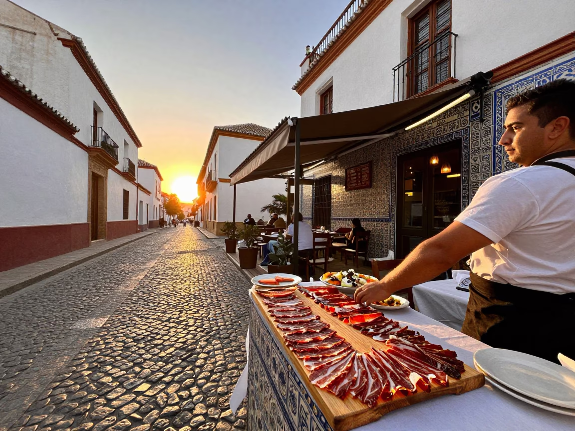 Sunset Street Scene in Granada Spain with Traditional Food and Daily Life in in Granada, Spain
