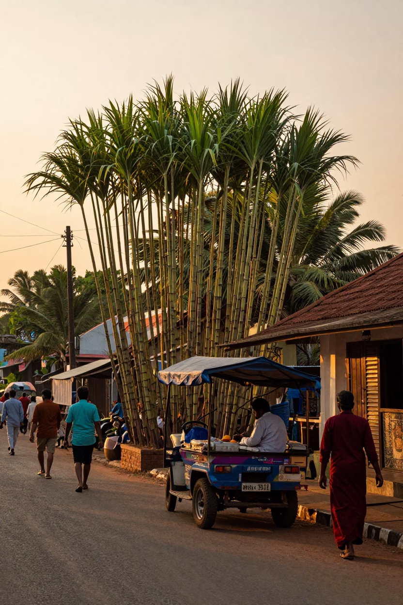 Sunset Street Scene in Kochi India with Local Vendor and Traditional Elements in in Kochi, India