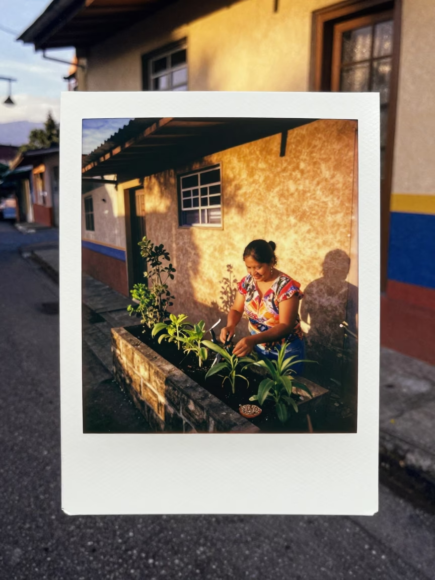 Sunset Street Scene in Medellin Colombia with Garden Shears and Seed Tray in in Medellin, Colombia