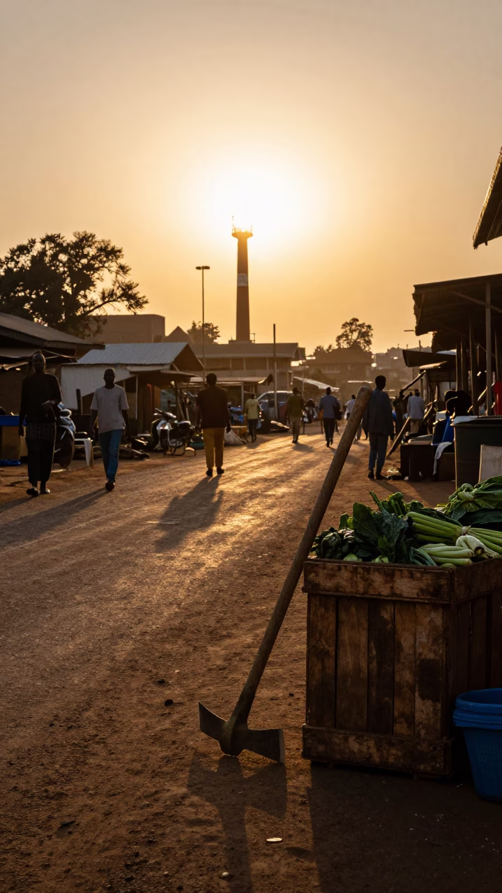 Sunset Street Scene in Nairobi Kenya with Hoe and Pumping Station in in Nairobi, Kenya