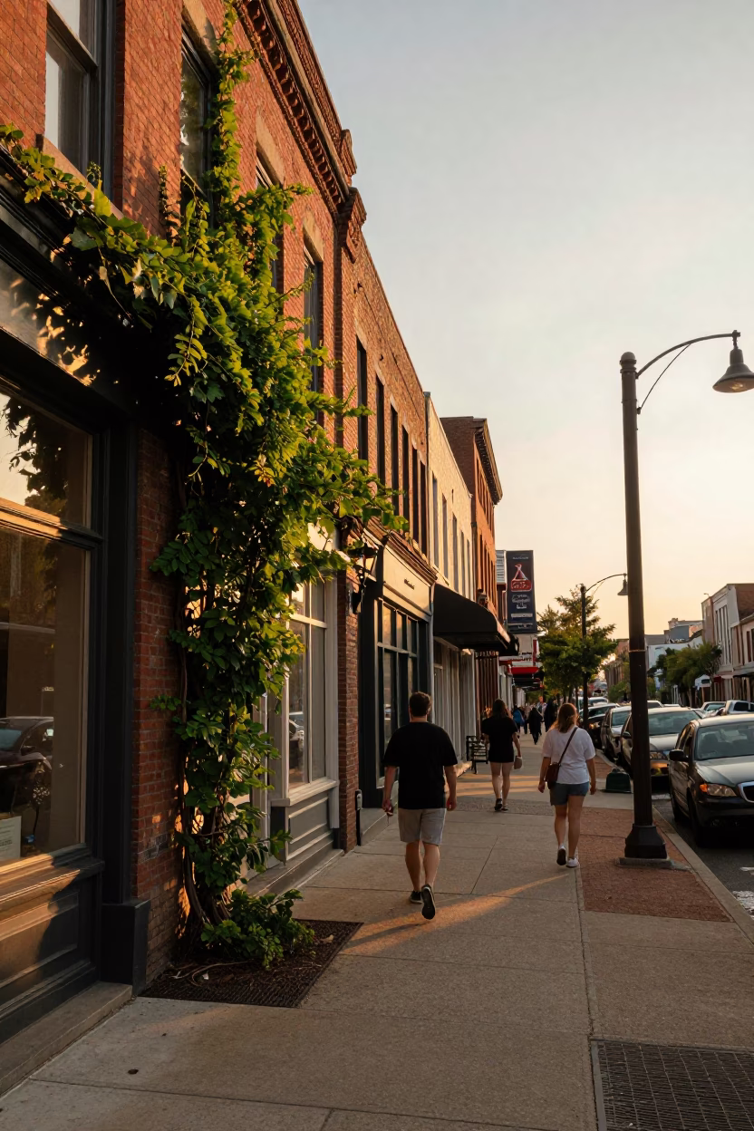 Sunset Street Scene in Nashville Tennessee with Vine and Urban Details in in Nashville, Tennessee, United States