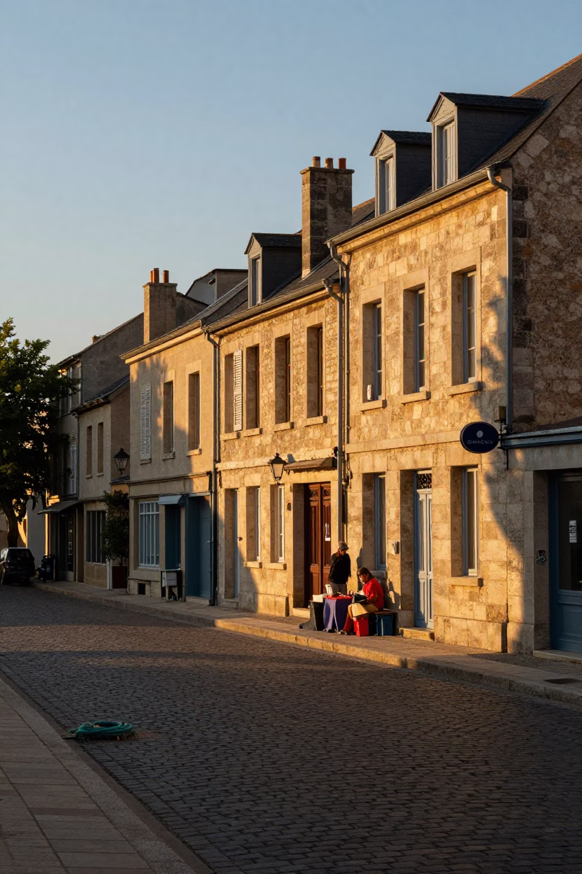 Sunset Street Scene in Nice France with Coiled Rope and Local Details in in Nice, France