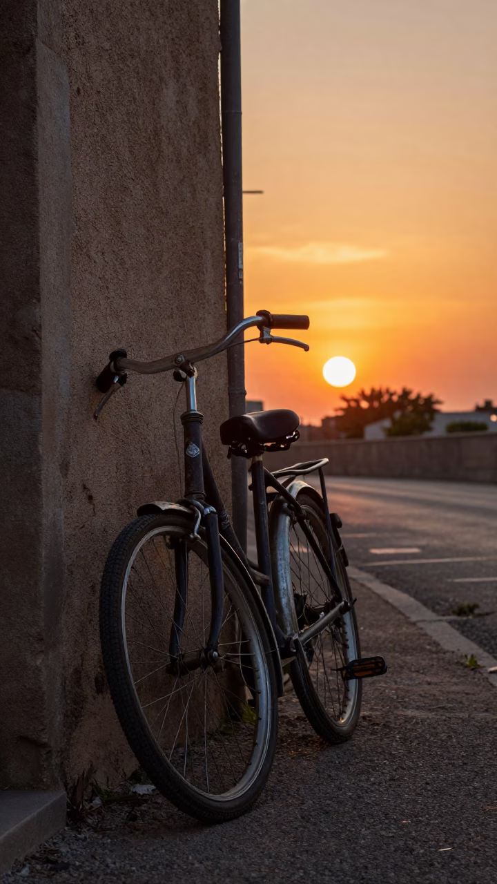 Sunset Street Scene in Nice France with Vintage Bicycle and Local Life in in Nice, France