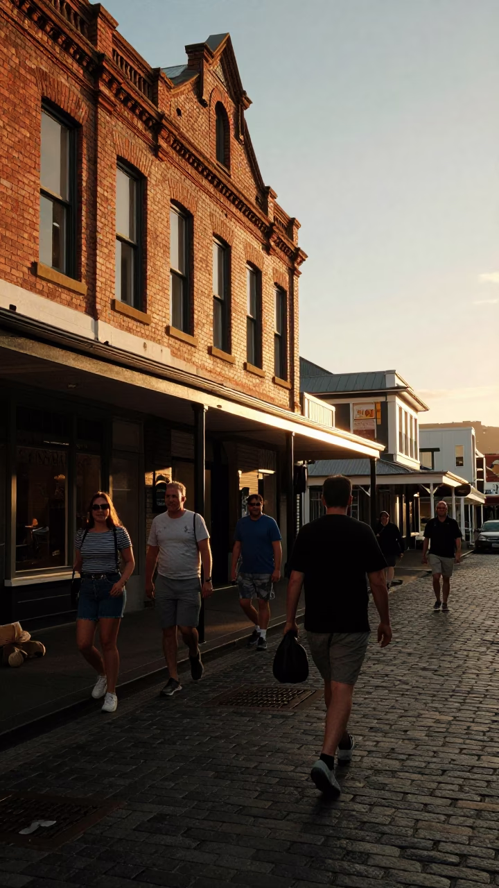 Sunset Street Scene in Wellington New Zealand with Local Elements in in Wellington, New Zealand