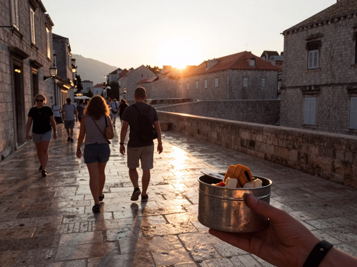 Sunset Stroll at Sunset Light in Dubrovnik in in Dubrovnik, Croatia