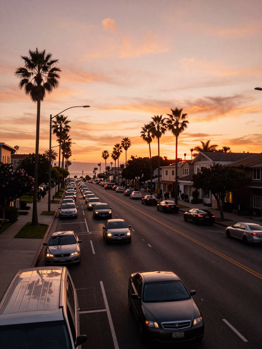 Sunset View at Copper-toned Light Before Dusk in San Diego in in San Diego, California, United States