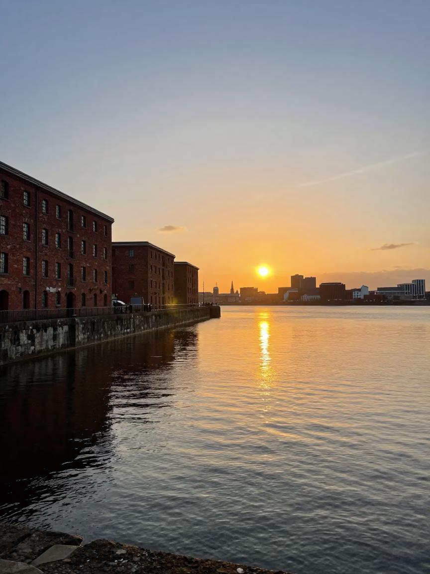 Sunset View at Sunset Light in Liverpool in in Liverpool, United Kingdom