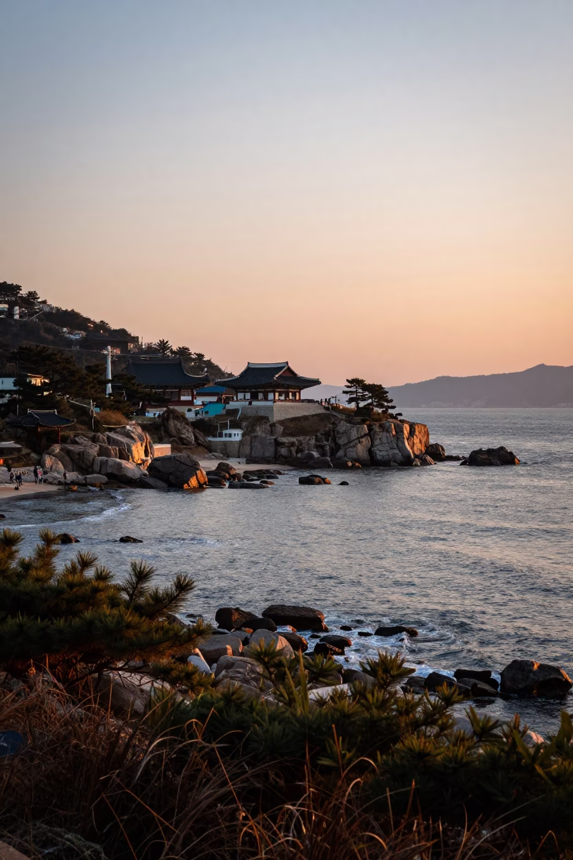 Sunset View in Busan at The Early Evening Light in in Busan, South Korea