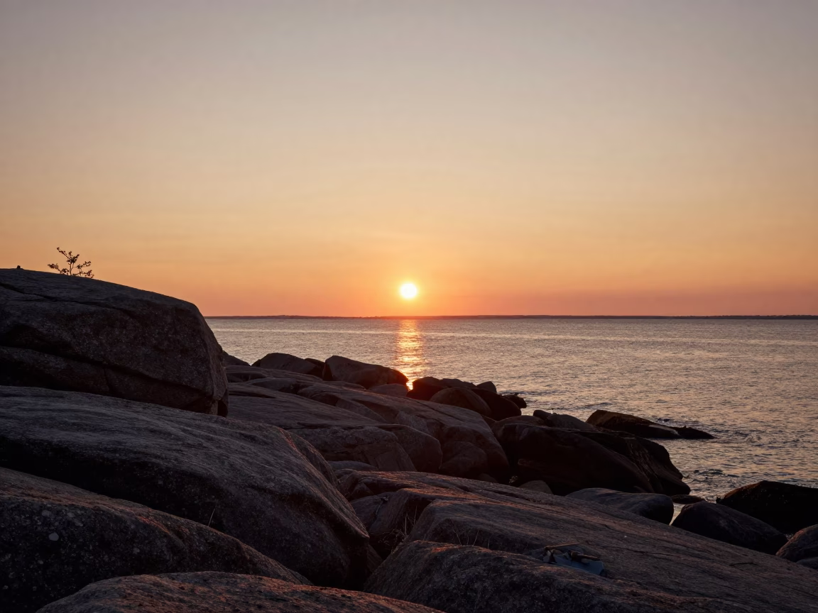Sunset View in Halifax at As The Sun Drops Toward The Horizon in in Halifax, Nova Scotia, Canada