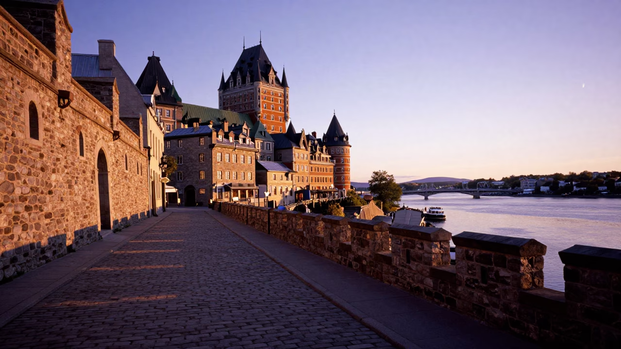 Sunset View in Quebec City at Sunset Light in in Quebec City, Quebec, Canada
